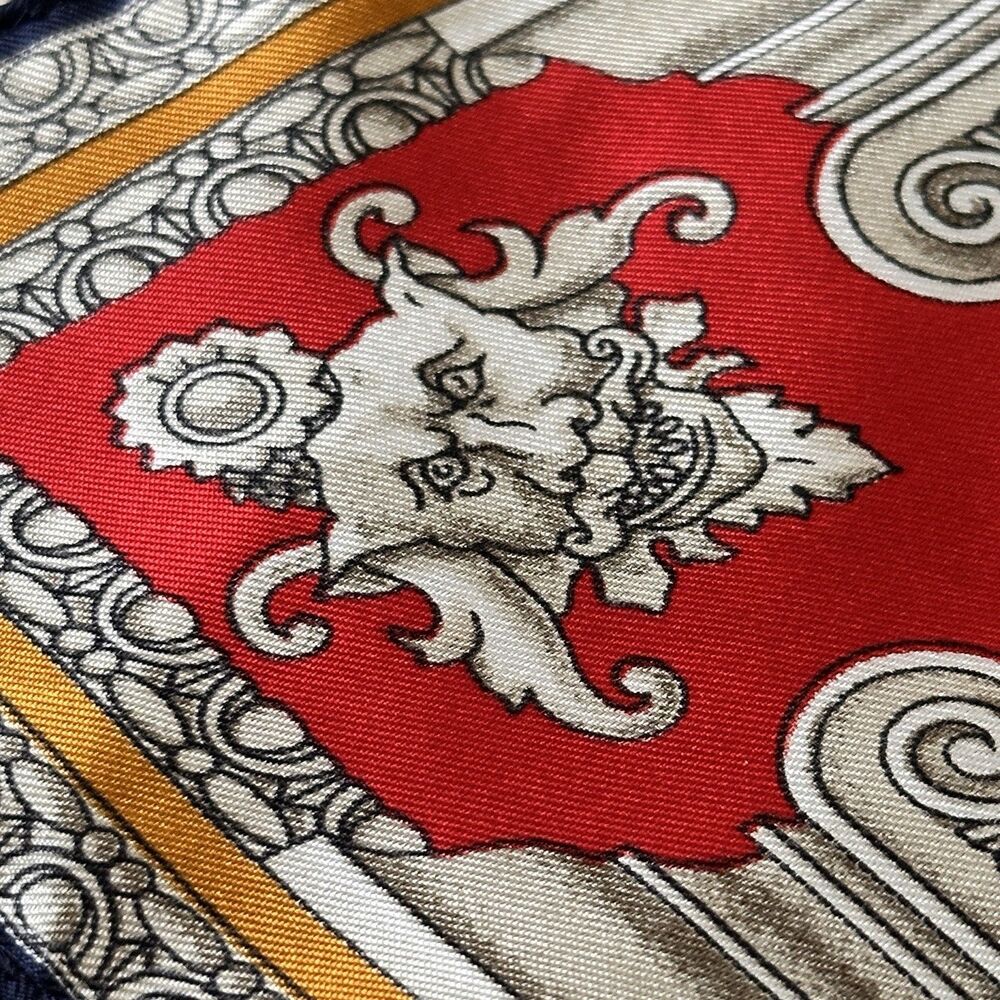 Perry Ellis Silk Scarf Blue Square 31" Vintage Luxury Luxe Euro Italian Roman